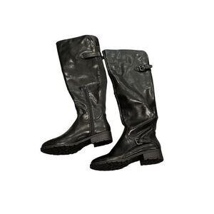 Black Leather Knee-High Boots